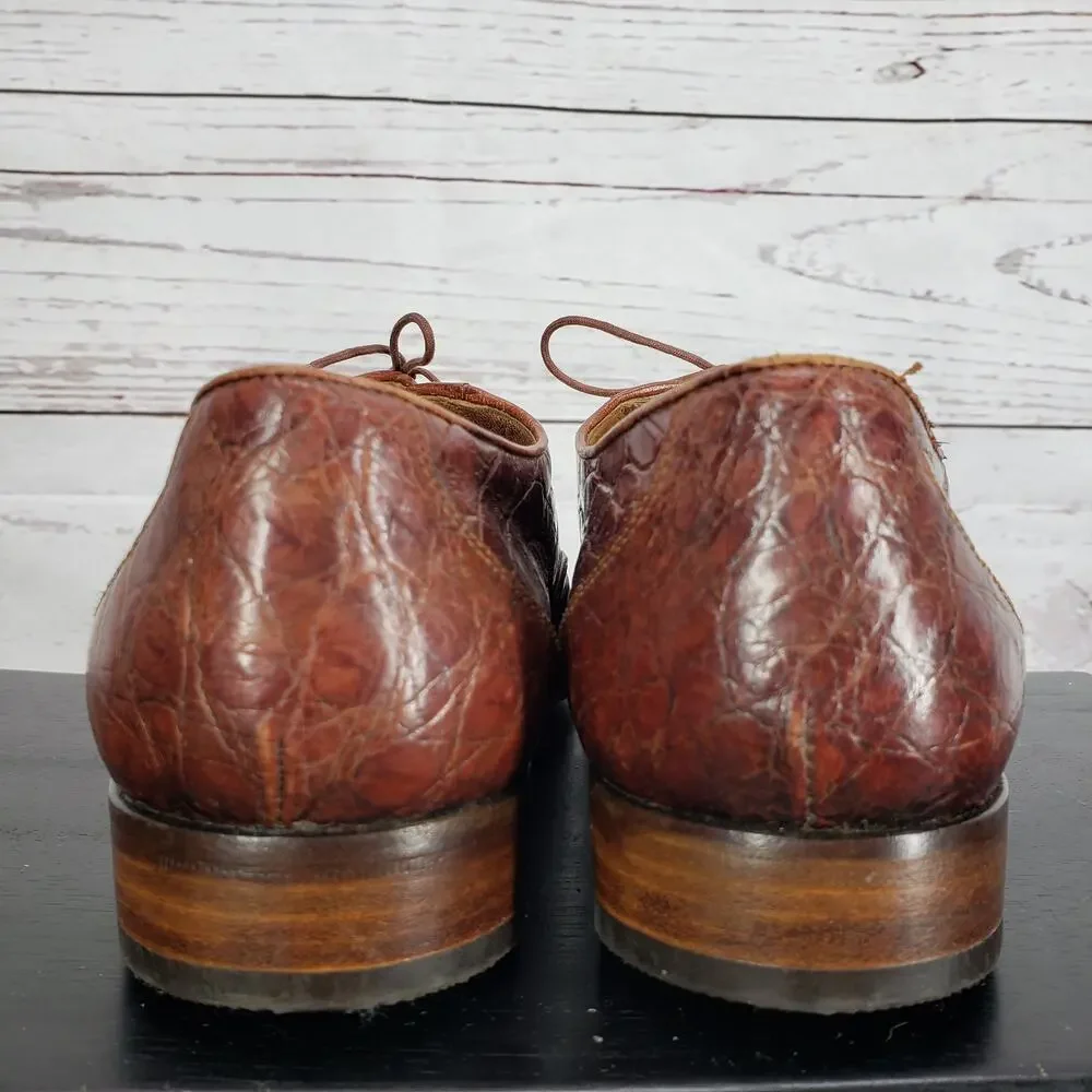Beltrami Men's Crocodile Made in Italy Oxford Dress Shoes Size 8